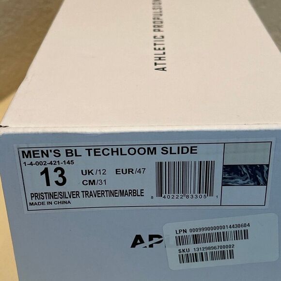 APL Mens Size 13 Techloom Slides Sandals White Black Marble Comfort Summer Pool